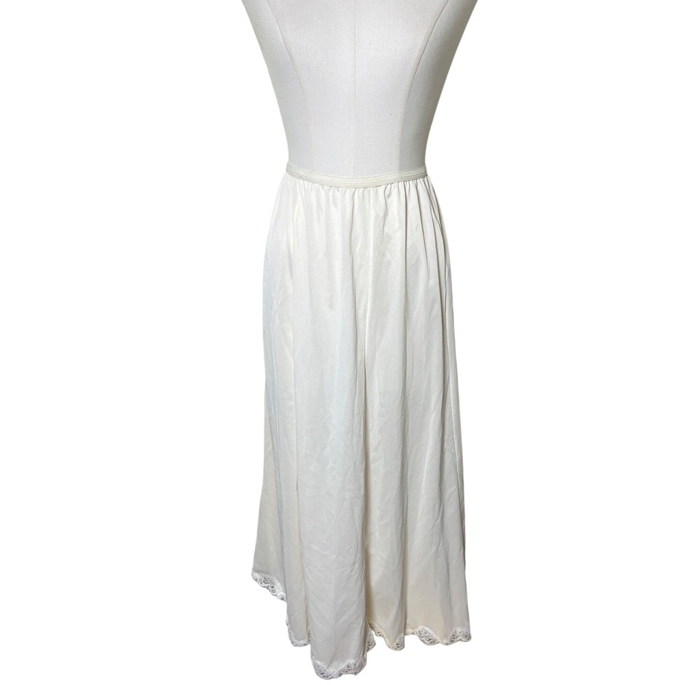 Vintage Wonder Maid Full Slip Lace Hem Slit Antron Nylon Ivory M USA